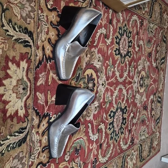 Vince Camuto Metallic Silver Loafers - Picture 4 of 8